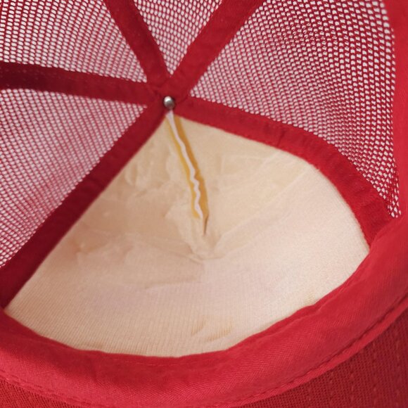 Vintage Daniels Western Meat Hat Cap Snap Back Red White Mesh Trucker Promo 80s - Picture 6 of 8